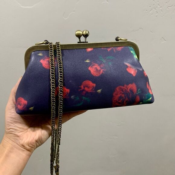 Handmade Genuine Leather Rose Printed Clutch/Shoulder Bag/Crossbody/Evening Bag - Picture 16 of 16